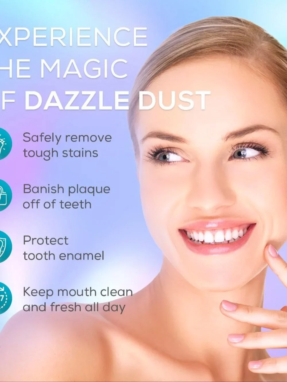 Venus Visage Dazzle Dust Teeth Whitening Powder - Enamel-Safe Toothpaste Powder